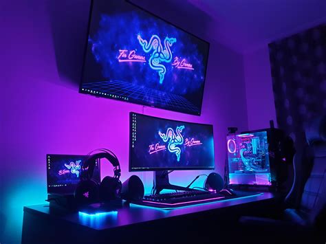 Blue And Purple Gaming Setup All So Great And Unique