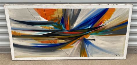 Large Mid Century Abstract Oil Painting Perfecto Peck Pinon