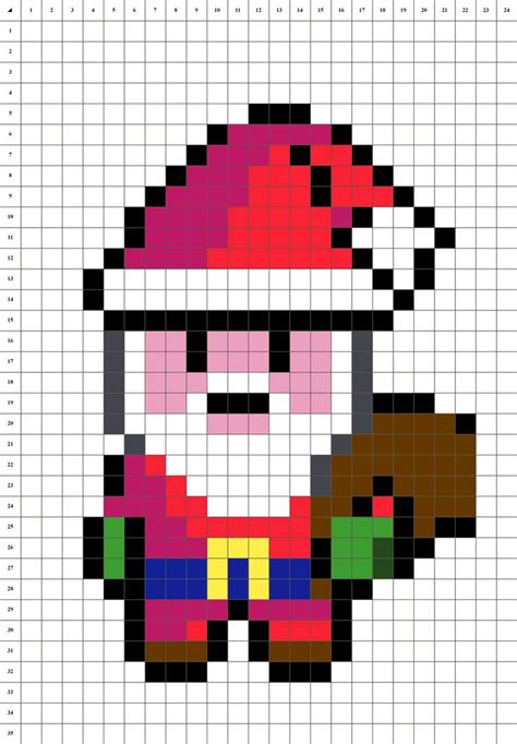 Vous voulez voir comment faire c… read more pixel art noel polaire / karnofski83251. Papa Noël - Pixel art grille fond blanc | Pixel art noel ...