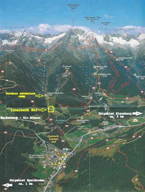 Die höchstwerte sinken von 28 grad heute auf 20 grad am dienstag. Luftaufnahme Ahrntal in Südtirol - Italien.