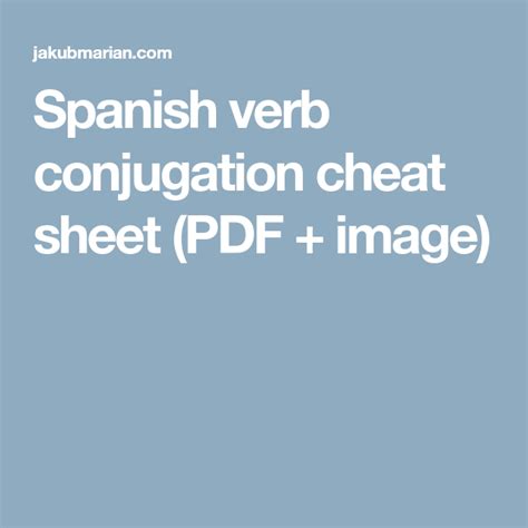 Spanish Verb Conjugation Cheat Sheet PDF Image Spanish Verb