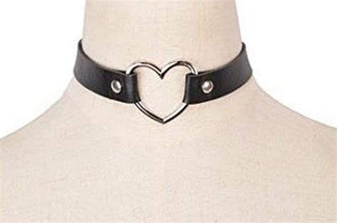 Leather Choker Collar Sub Neck Collars Punk Goth Emo Heart Necklace Neckband Adult Sex Toys For