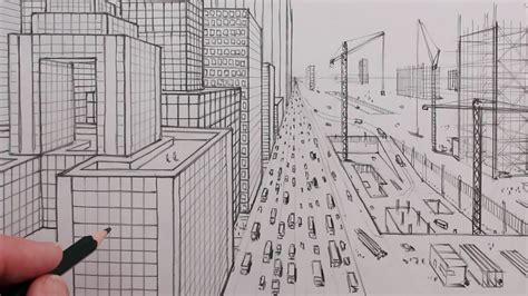 How To Draw A City Using One Point Perspective Youtube