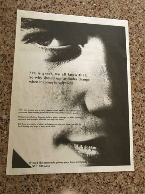 1992 Vintage 8x10 Print Ad For Aids Awareness Nyc Help Line Safe Sex Is