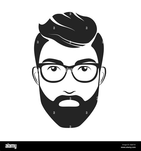 Man Head Barbershop Stylish Male Haircut Logo Male Face With Glasses Label Vector Illustration