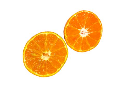 Two Half Piece Slice Of Fresh Orange Isolated On Transparent Background