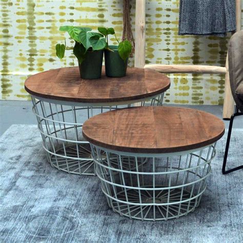 Tipps von unseren interior experten: 2er Set Couchtisch ADELE weiß rund Metallkorb Stauraum ...