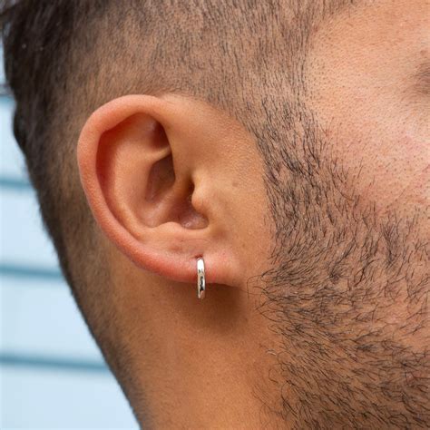Mens Silver Hoop Earrings Huggie Earrings Silver Small Gold Hoop