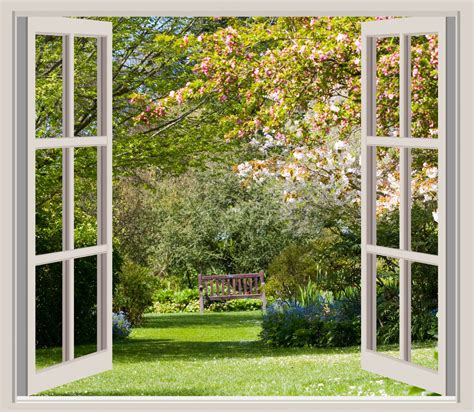 Spring Garden Window Frame View Free Stock Photo Public Domain Pictures