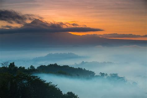 Landscape Photography Nature Sunrise Volcano Mist Mountains Hills