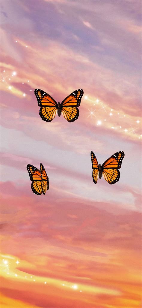 Butterfly Sunset Aesthetic Wallpaper Glitter Glimmers Full Iphone Purple And Pink Aesthetic