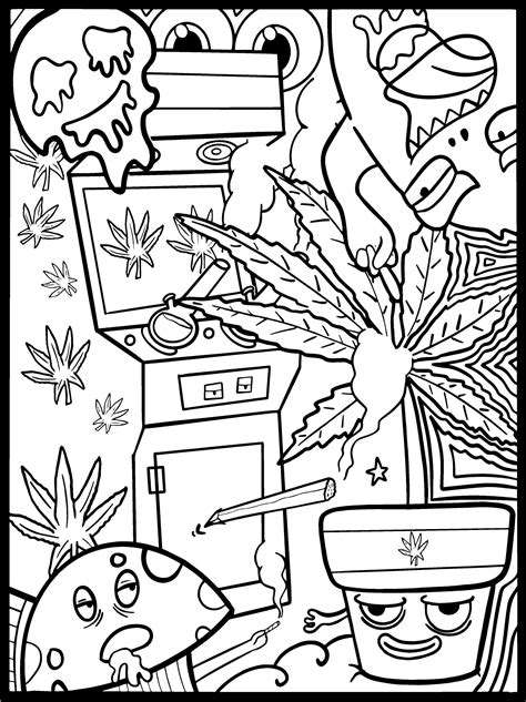 Funny Stoner Coloring page for adults Illustration Stoner | Etsy