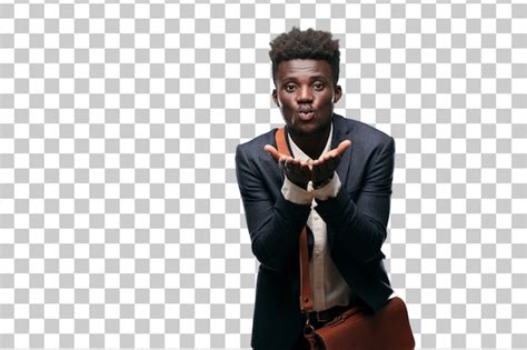 Premium Psd Young Black Businessman Sending A Flying True Love Kiss