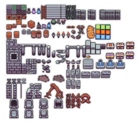 Raven Fantasy 2d Pixelart Tileset And Sprites Green Dungeon By