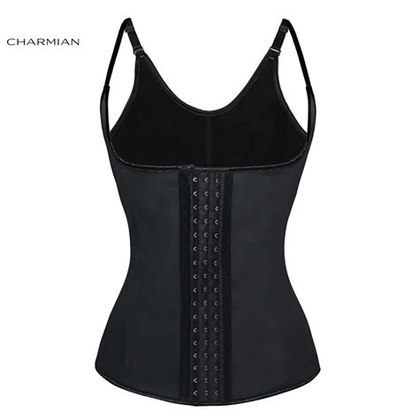 Charmian Womens Latex Waist Trainer Vest Corset Steel Boned Underbust