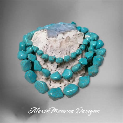 Chunky Turquoise Necklace Multi Strand Statement Necklace Etsy