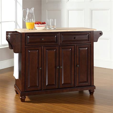 Fit choice 5 in 1 kitchen island with 3 spice rack & 1 drawer, portable folding kitchen island storage w/wheels, pantry cabinets bar cart w/baskets, durable (white w/extra support) 3.0 out of 5 stars. Crosley Furniture Brown Craftsman Kitchen Island Lowes.com | Kitchen island with granite top ...