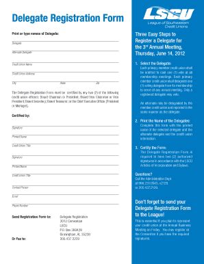 Fillable Online 2012 Delegate Registration Form Indd LSCU COOP Fax