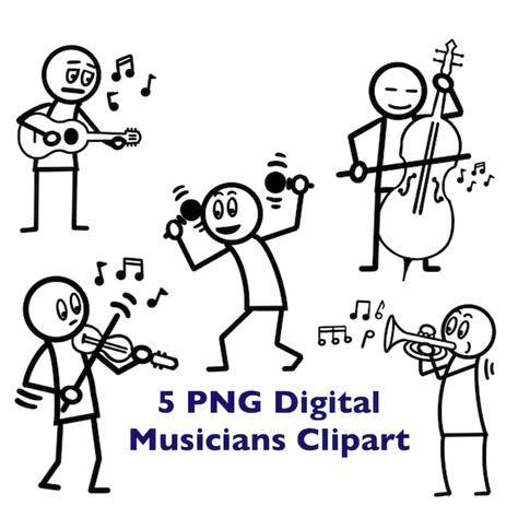 Musicians Stick Figure Clipart 2 Etsy