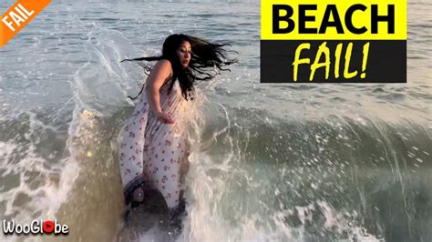 Ultimate Beach Fail Girl Slammed By Massive Wave Youtube