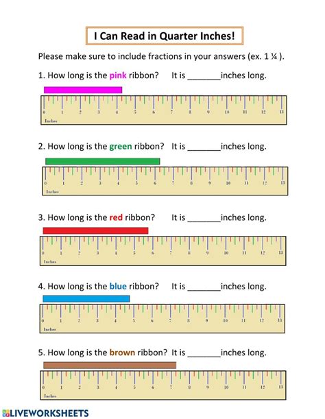 Measuring Inches Worksheets Measuring In Inches Interactive Worksheet