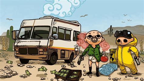Cartoons Breaking Bad Artwork Walter White Jesse Pinkman - Breaking Bad