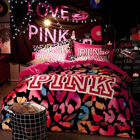 Victoria S Secret Velvet Warm Pink Printing Bedding Set Bb