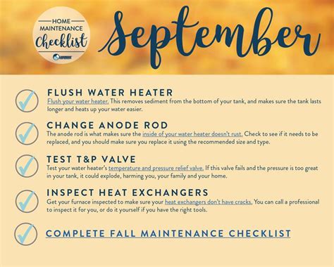 September Home Maintenance Checklist Cleaning Checklist House