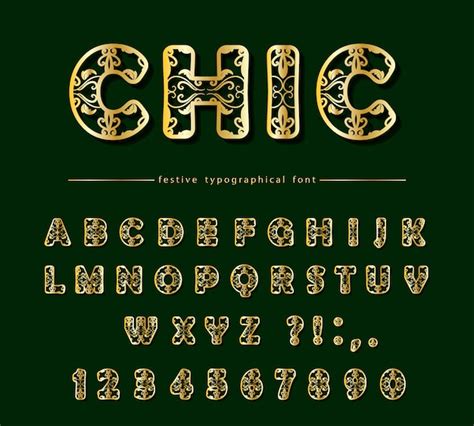 Premium Vector Golden Cut Out Decorative Font Laser Cutting