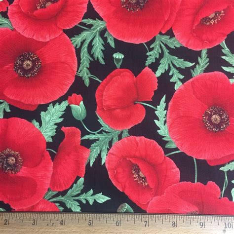 Timeless Treasures Tuscan Poppies Poppies Allover Black Etsy