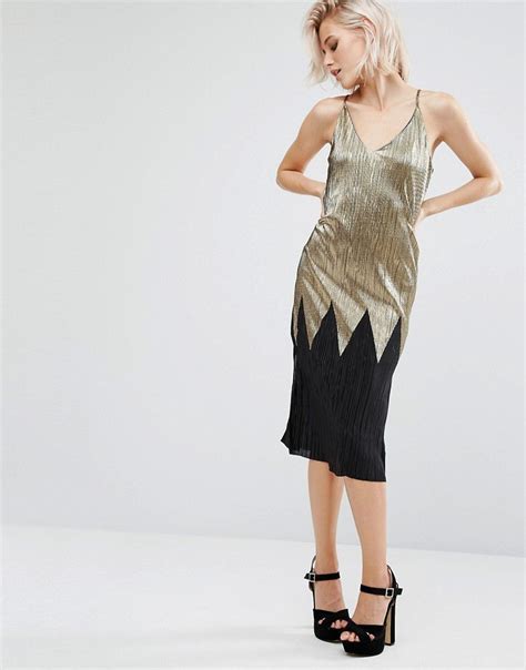 image 4 of river island metallic pleated cami dress cami dress fashion dresses