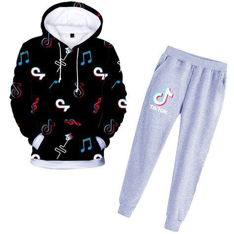 Popular Tik Tok Sweatsuit 2 Pieces Hoodie And Jogger Pants Set For 2 1