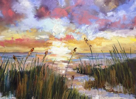 Summer Sunset Original Soft Pastel Seascape Painting 9x12 Etsy