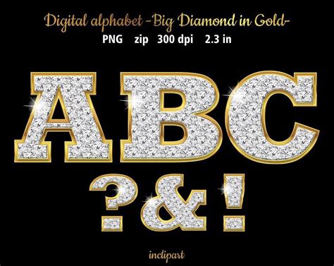 Diamond Alphabet Clipart Digital Download Letters And