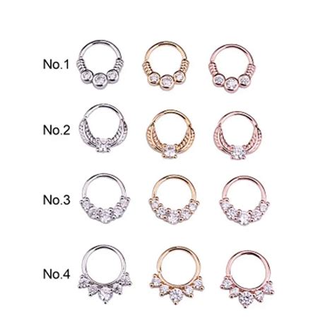 High Quality Copper Clear Zircon Decorate Nose Rings Septum Clicker Nose Ring Body