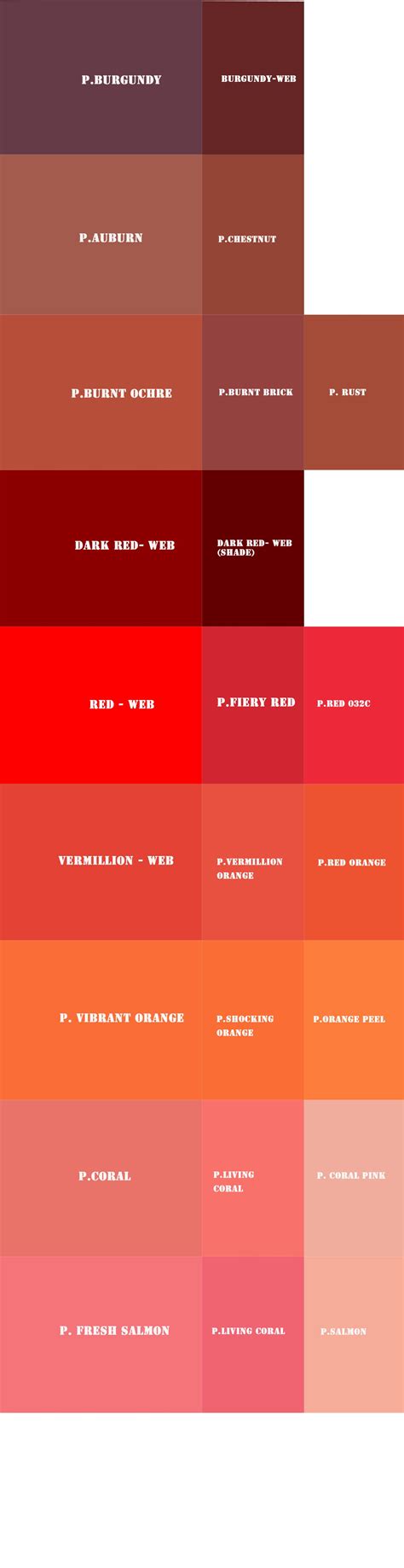 My Red Pantone And Web Color References By The Way The Pantone Colors