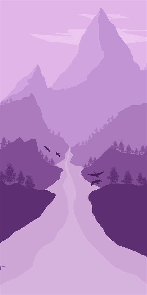 Mountain Art Birds Minimal Minimalism Minimalist Nature Purple