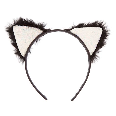 Glitter Furry Cat Ears Headband Claires Us