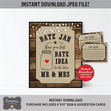 Date Night Jar Sign And Cards Date Night Ideas I Do Bbq Etsy
