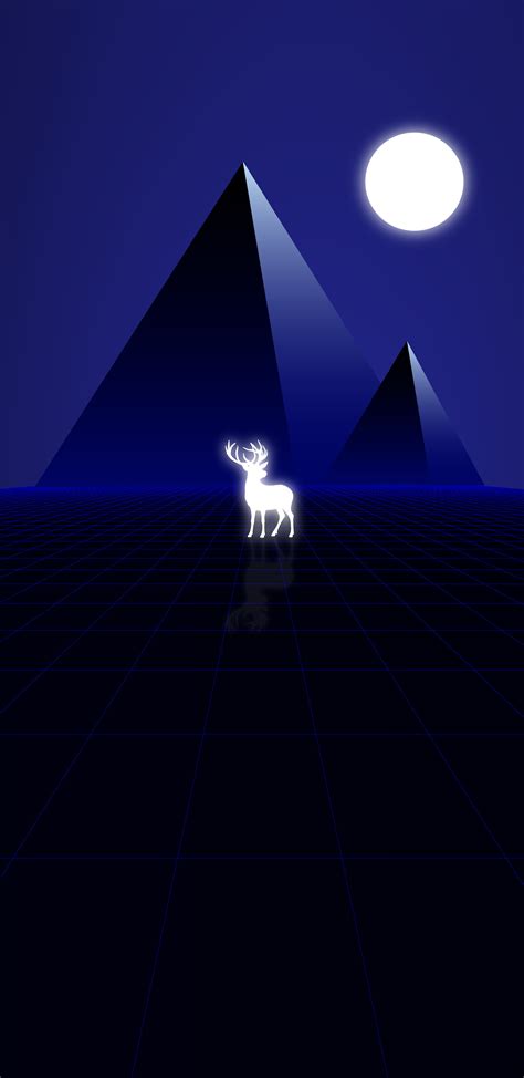 1440x2960 Synth Wave Pyramids And Deer 8k Samsung Galaxy Note 98 S9