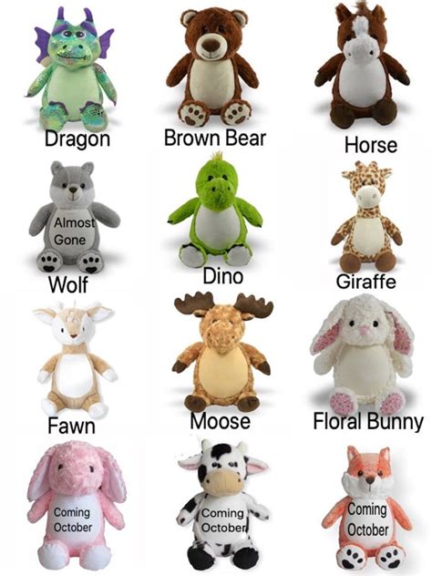 Personalized Stuffed Animal Single Name Animal With Accents Etsy