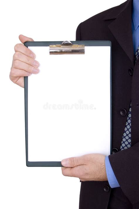 Businessman Holding Clipboard Stock Image Image Of Document Isolated