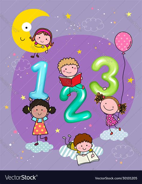 Cartoon Kids With 123 Numbers Royalty Free Vector Image Vlrengbr