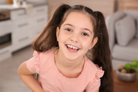 Portrait Of Little Girl Laughing Stock Photo Image Of Funny Enjoy