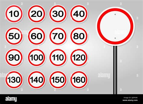 Speed Limit Signs Set Isolate On White Backgroundvector Illustration