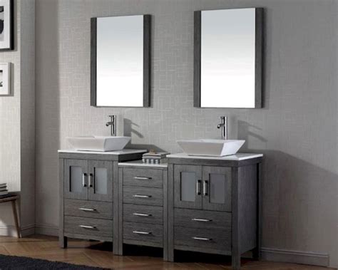 14 h x 11 w x. Zebra Grey Double Bathroom Set Dior by Virtu USA VU-KD ...