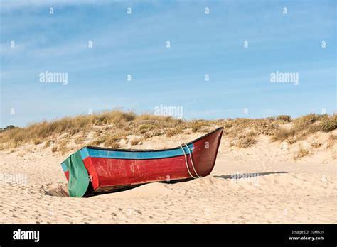 Beautiful Red And Blue Fishing Boat On The Beach Stock Photo Alamy