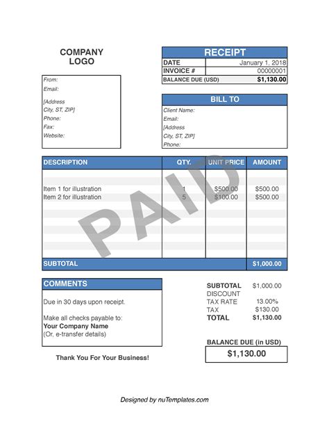 purchase receipt template purchase receipts nutemplates