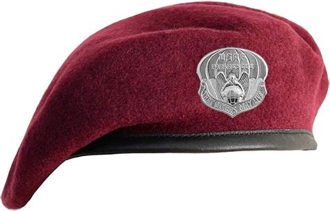Unlined Maroon Beret With Leather Sweatband With Air Force Pararescue