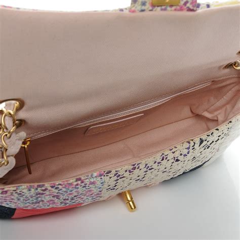 Chanel Fabric Patchwork Medium Flap Bag Pink 188513